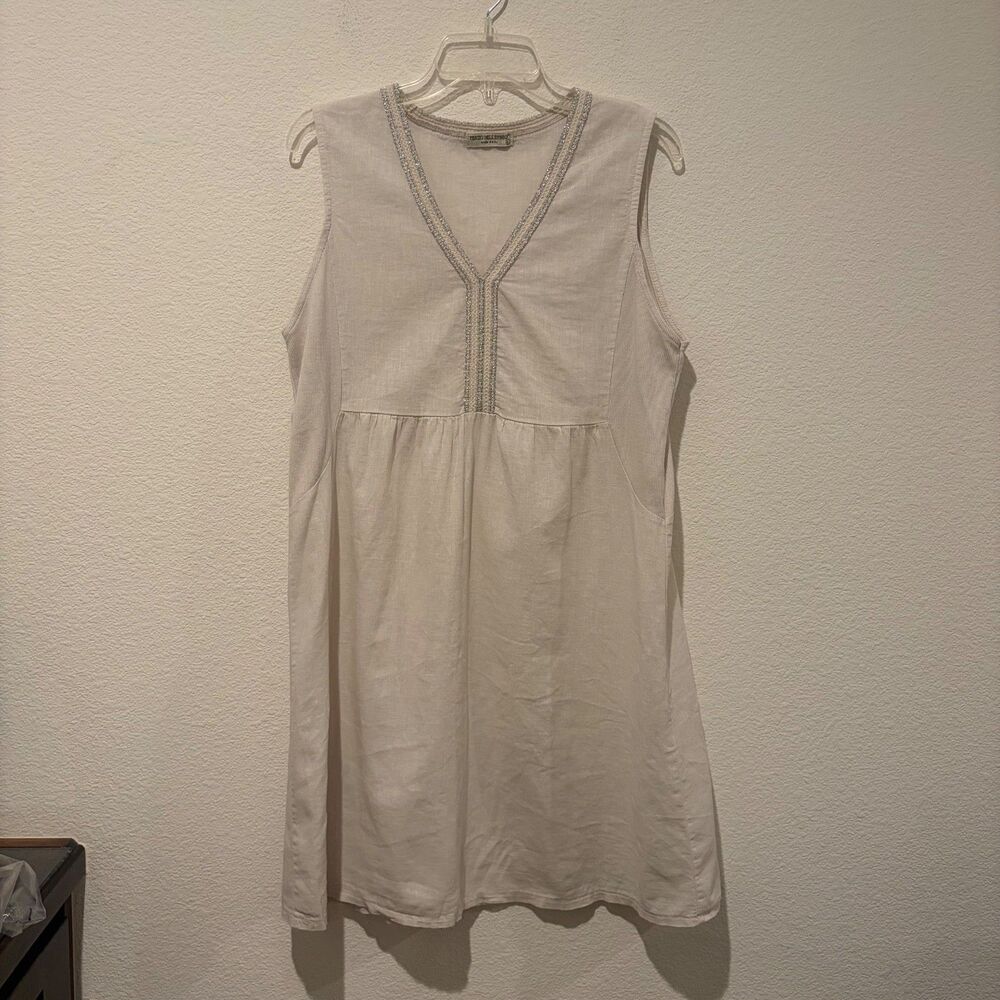 EUC Terzo Millennio Linen cotton Dress Italy beige women large cottage core